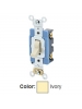 Leviton 1201-LHI - 15 Amp - 120 Volt - Toggle Lighted Handle - Illuminated OFF Single-Pole AC Quiet Switch - Ivory